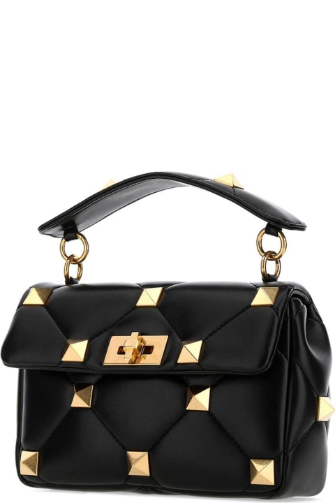 Sale for Women Valentino Garavani Black Nappa Leather Medium Roman Stud Handbag
