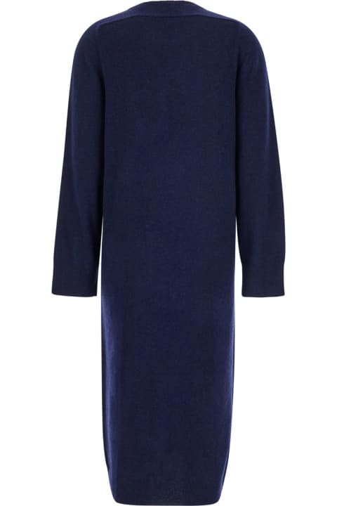 SEMICOUTURE for Women SEMICOUTURE Blue Crewneck Midi Dress In Wool And Cashmere Blend Woman