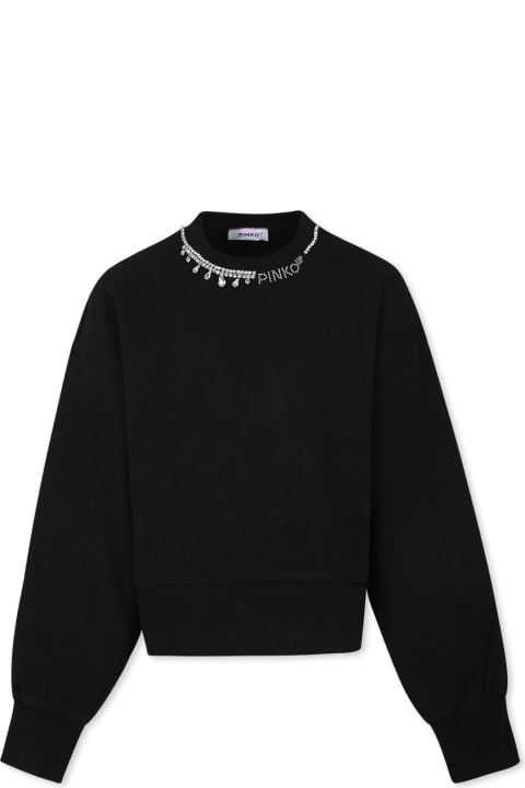 Pinko سترات وبلوزات ثقيلة لـ بنات Pinko Black Sweatshirt For Girl With Logo