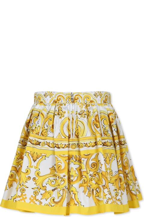 Dolce & Gabbana Bottoms for Women Dolce & Gabbana Yellow Skirt For Girl With Yellow Majolica Print