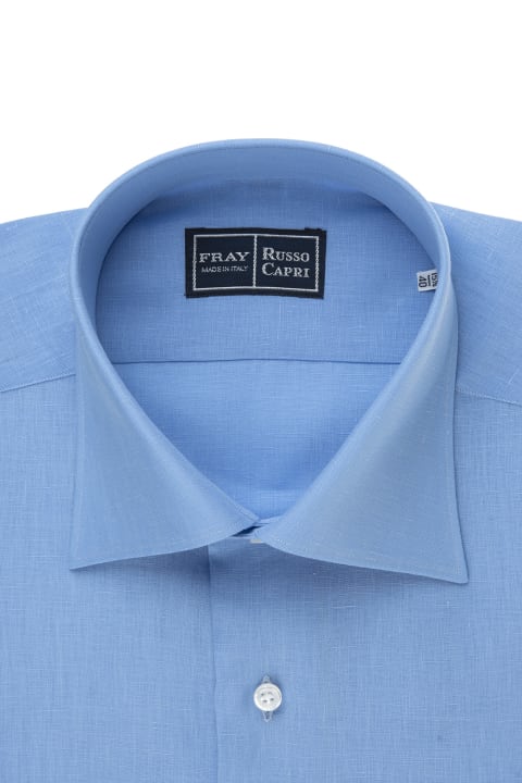Fashion for Men Fray Regular Fit Shirt In Azure Linen