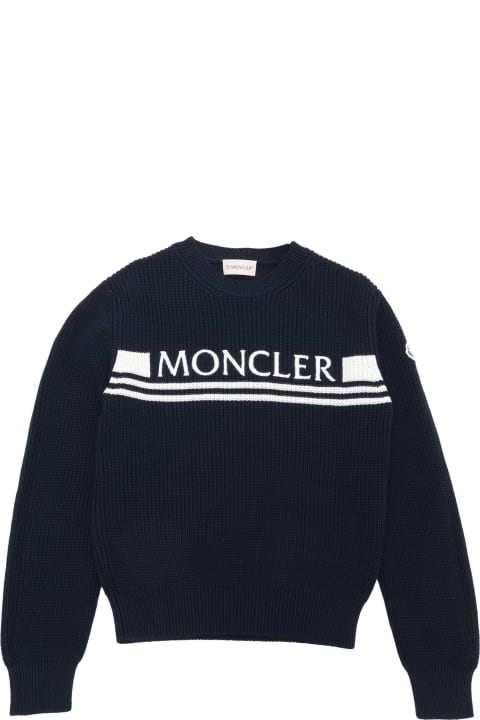 Moncler for Kids Moncler Blue Ribbed Sweater