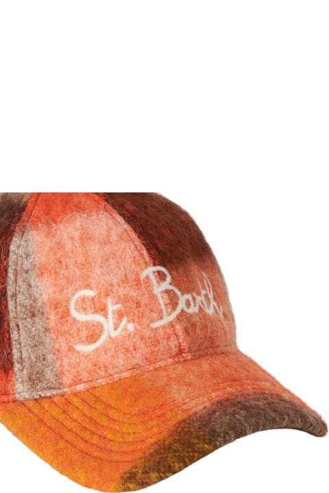Homeware MC2 Saint Barth Woman Baseball Cap With Orange Check Embroidery