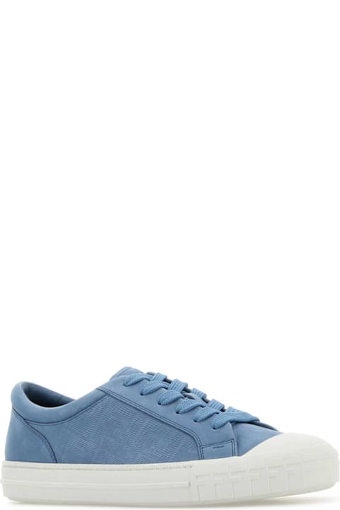 Fashion for Men Fendi Light Blue Leather Domino Sneakers