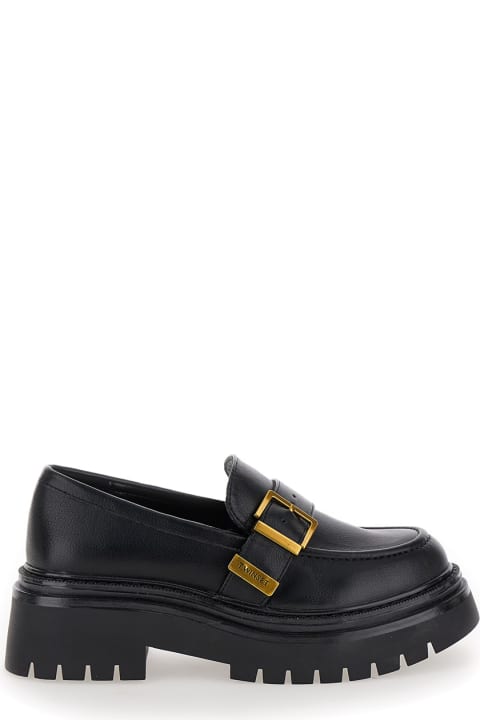 Homeware TwinSet Black Loafers With Platform And Logo In Leather Woman