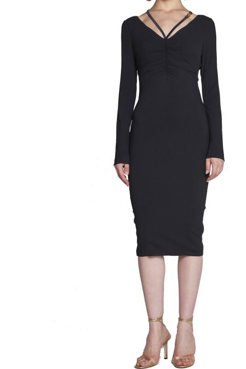 Versace Clothing for Women Versace Medusa Head Ruched Midi Dress