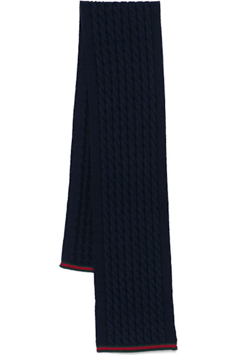 Homeware Gucci Gucci Kids Navy Blue Cable-knit Wool Scarf