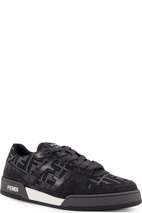 Fendi Match Sneakers In Ff Jacquard Fabric And Suede