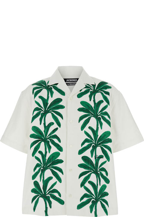 Shirts for Men Jacquemus 'la Chemise Jean' Multicolor Shirt With Notched Collar And Palm Print On The Front In Cotton Man