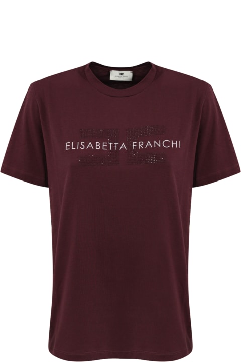 Elisabetta Franchi Topwear for Women Elisabetta Franchi Jersey T-shirt With Rhinestone Logo