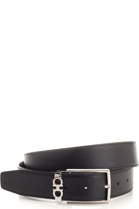 Belts for Men Ferragamo Black Leather Belt