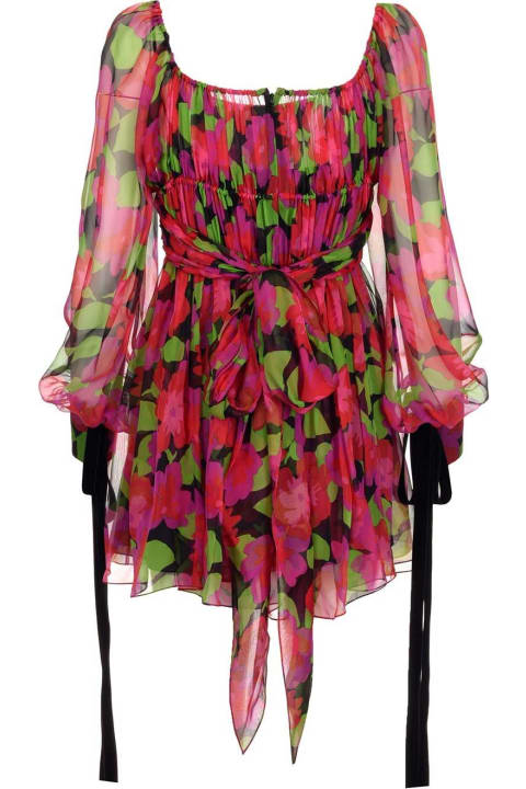 Fashion for Women Saint Laurent Floral Printed Long-sleeved Dress