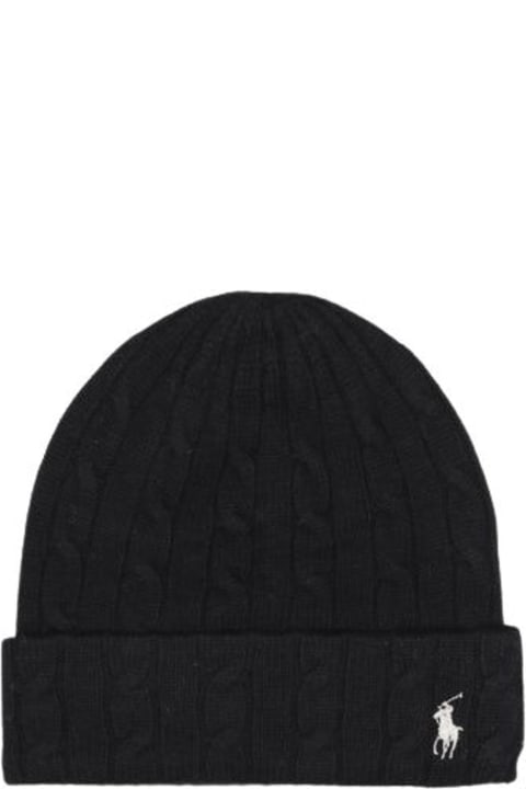 Hats for Women Polo Ralph Lauren Black Beanie With Pony