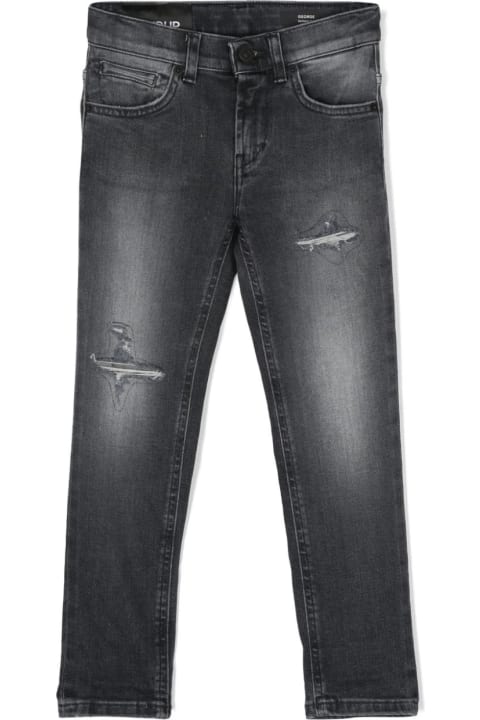 Bottoms for Boys Dondup Black George Jeans With Abrasions