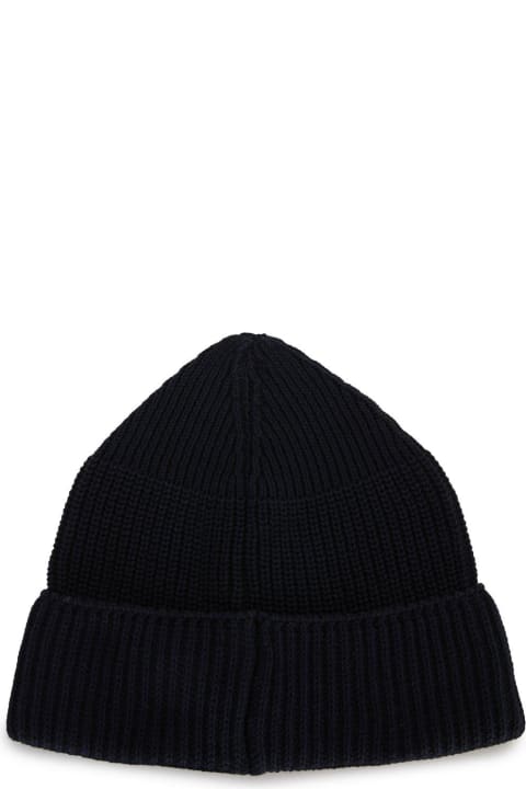 Hats for Men C.P. Company Logo Patch Turn-up Brim Beanie