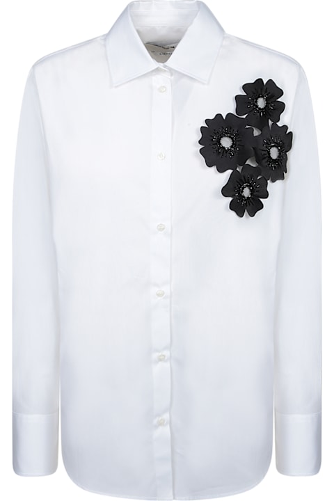 Homeware MSGM White Shirt With Black Floral Appliquã©s