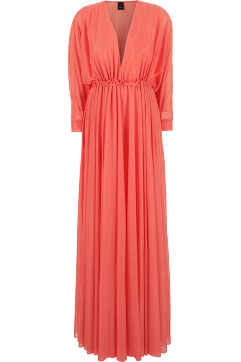 Homeware Pinko Orange Long Dress With Deep V-neck And Cut-out On The Back In Tech Fabric Woman