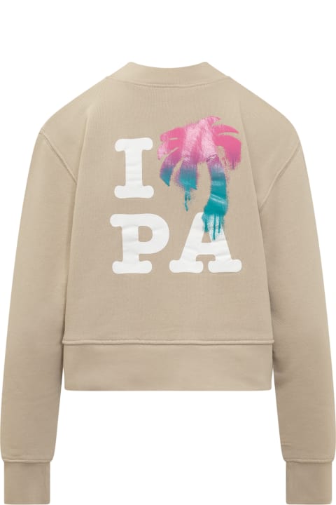 Fleeces & Tracksuits for Women Palm Angels Back I Love Pa Fitted Crewneck