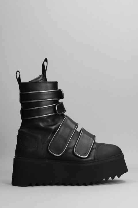 Burning Combat Boots In Black Leather