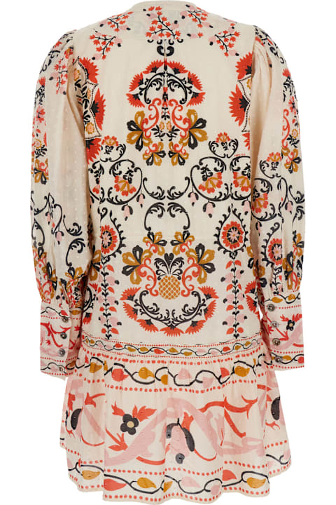 Farm Rio Clothing for Women Farm Rio 'mandala' Multicolor Mini Dress With Round Neck And All-over Floral Print In Cotton Woman