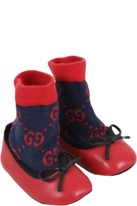 Gucci for Kids Gucci Baby Leather Ballet Flat With "gg" Sock