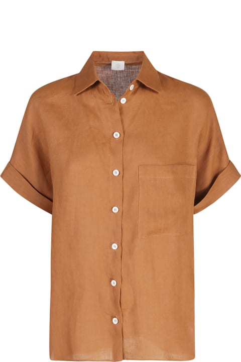 ウィメンズ Eleventyのトップス Eleventy Terracotta Shirt With Half Sleeves In Linen