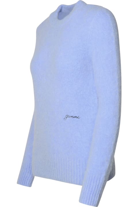 Ganni for Women Ganni Light Blue Virgin Wool Blend Sweater