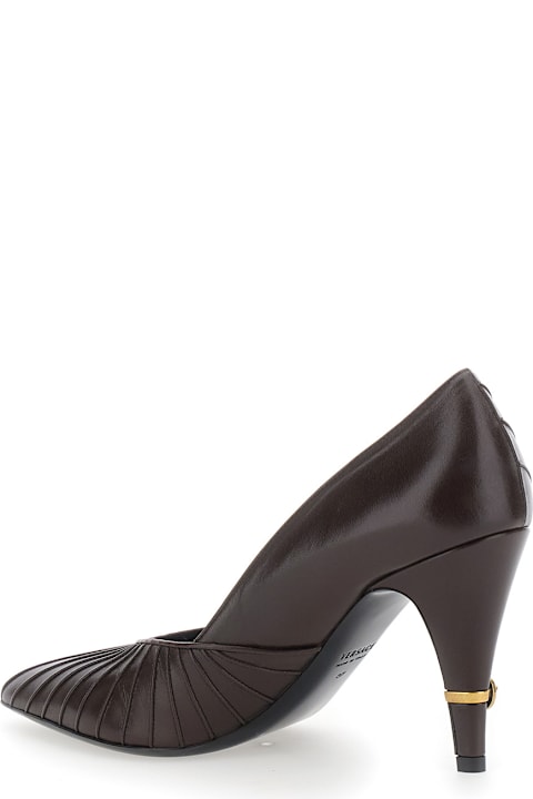 Versace Gianni Pump Leather Brown Leather Pumps For Women