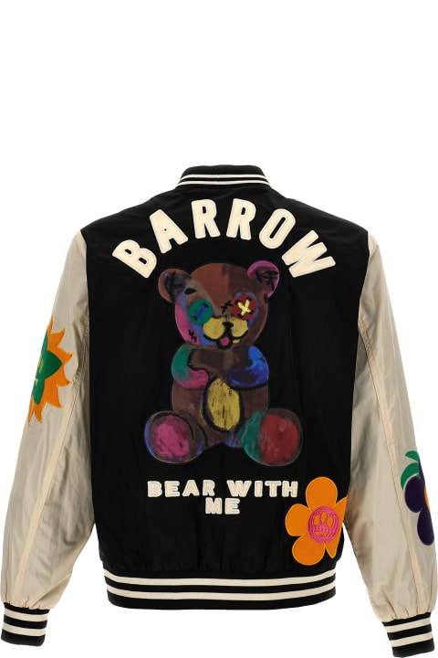 Barrow Coats & Jackets for Men Barrow Black College Bomber Jacket With Applications