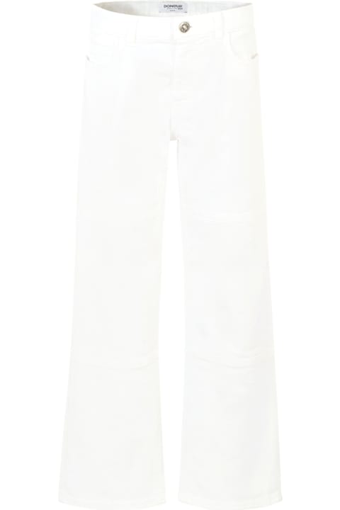 Homeware Dondup White Jeans For Girl With Logo