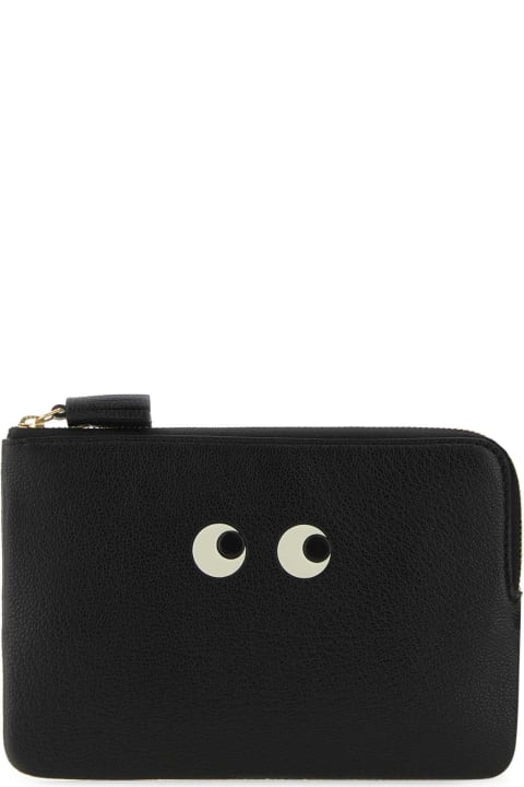 Anya Hindmarch for Women Anya Hindmarch Black Leather Loose Pocket Eyes Pouch