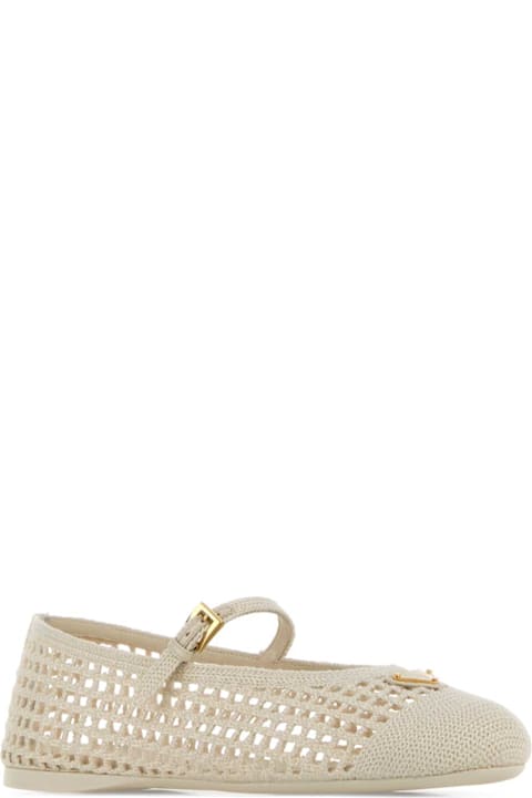 Prada Ivory Crochet Ballerinas