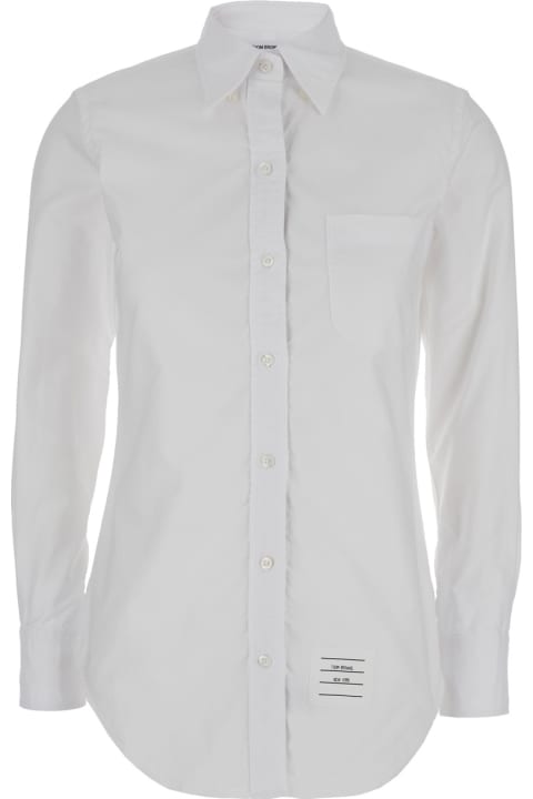 Thom Browne Topwear for Women Thom Browne Classic Point Collar Shirt W/ Rwb Grosgrain Placket In Oxford
