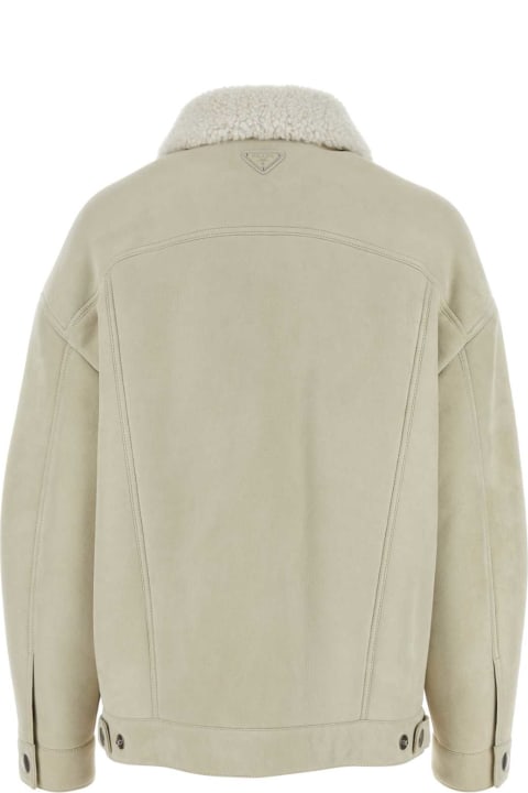 Coats & Jackets for Women Prada Chalk Shearling Jacket