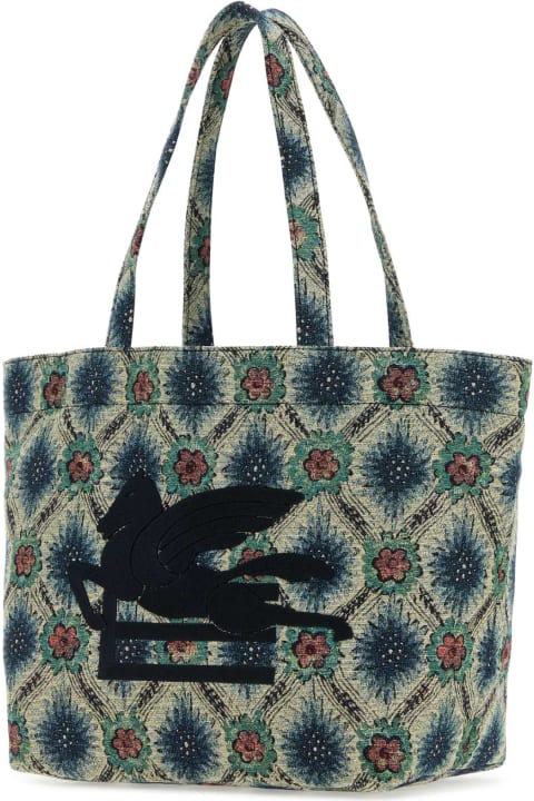 Fashion for Women Etro Embroidered Canvas Medium Soft Trotter Shopping Bag