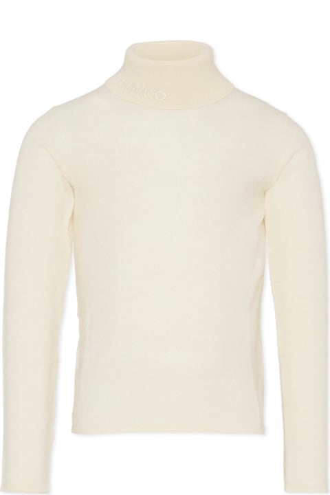 Homeware Pinko Ivory Turtleneck For Girl With Logo