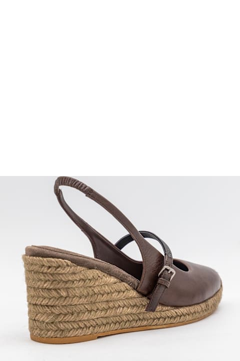 Brunello Cucinelli for Kids Brunello Cucinelli Brown Leather Pumps