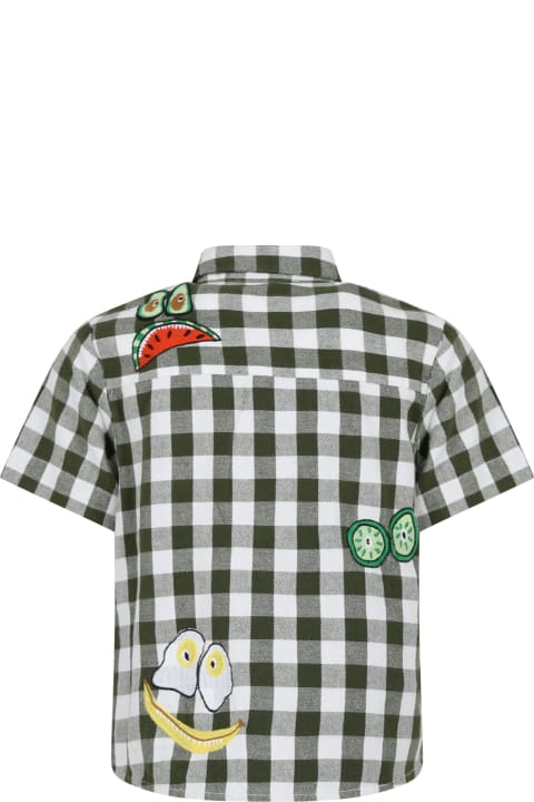 Shirts for Boys Stella McCartney Kids Green Shirt For Boy With All-over Pattern