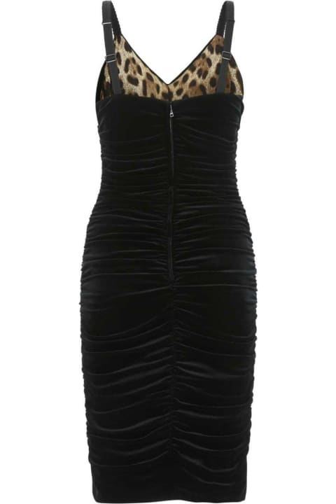 ウィメンズ新着アイテム Dolce & Gabbana Velvet-effect V-neck Mini Dress