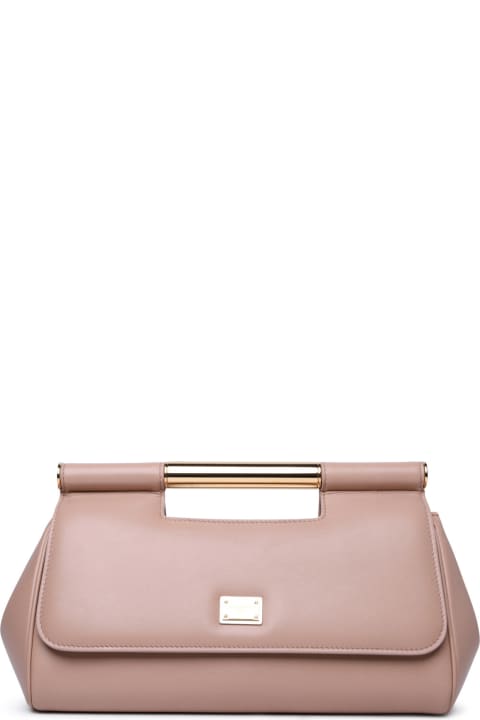 Fashion for Women Dolce & Gabbana Sicily' Large Leather Clutch Nude