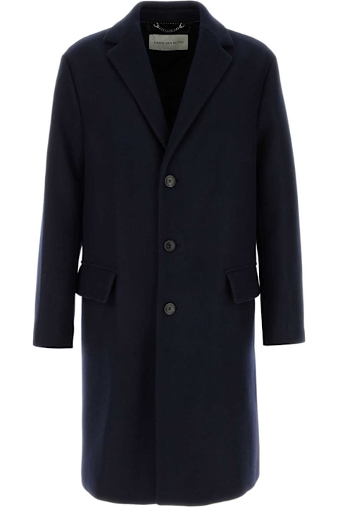 メンズ Dries Van Notenのコート＆ジャケット Dries Van Noten Midnight Blue Wool Blend Rustic Coat