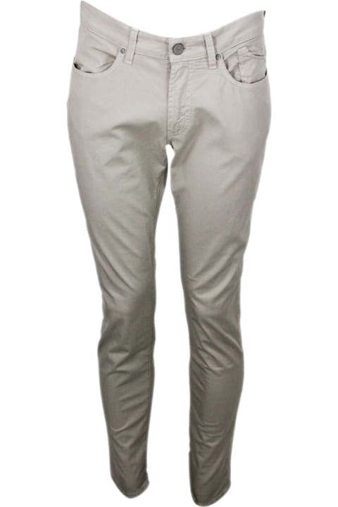 5-pocket Stretch Light Cotton Trousers With Zip And Slim Fit