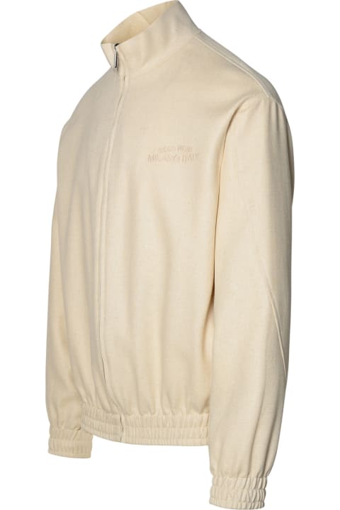 GCDS Sweaters for Women GCDS Ivory Linen Blend Jacket