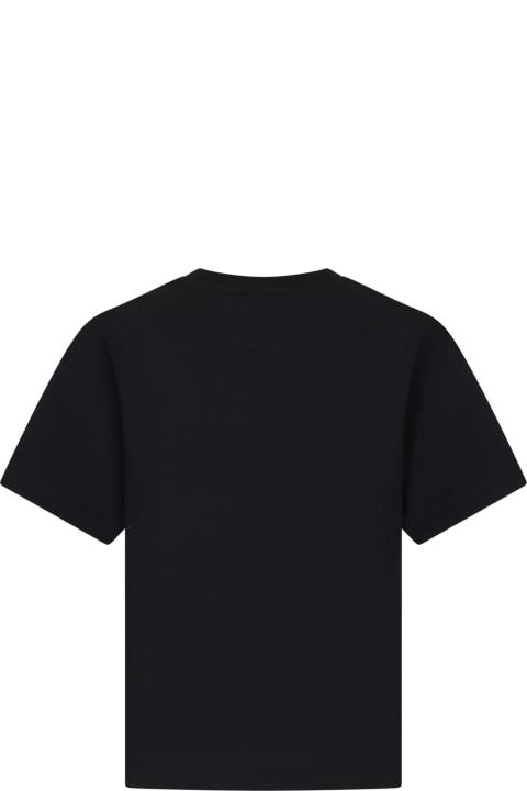 Fendi for Kids Fendi Black T-shirt For Kids With Logo