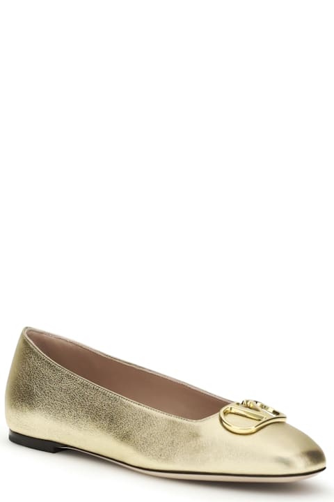 Valentino Garavani Vlogo Signature Laminated Leather Ballerinas