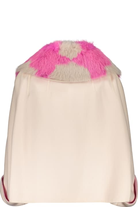 أدوات منزلية Fendi Fur Collar Cashmere Cape-coat