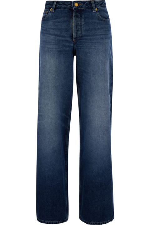A.P.C. Jeans for Women A.P.C. 'elisabeth' Blue Straight Jeans With Branded Button In Denim Woman