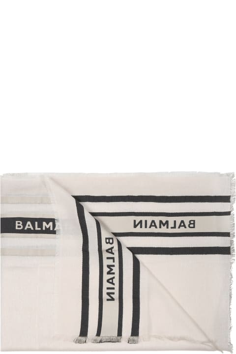 Accessories & Gifts for Boys Balmain White Scarf For Kids With Logo