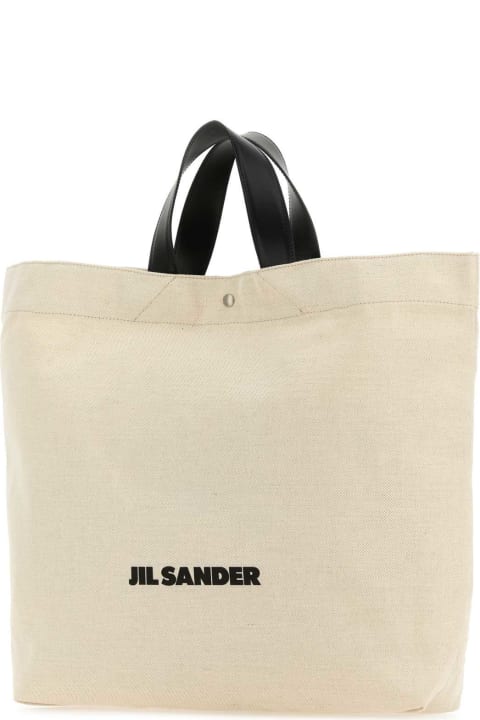 Jil Sander Women Jil Sander Sand Canvas Flat Shopping Bag