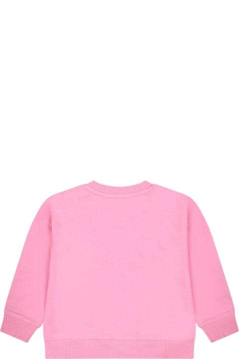 Fashion for Baby Girls Moschino Pink Sweatshirt For Baby Girl With Teddy Bear